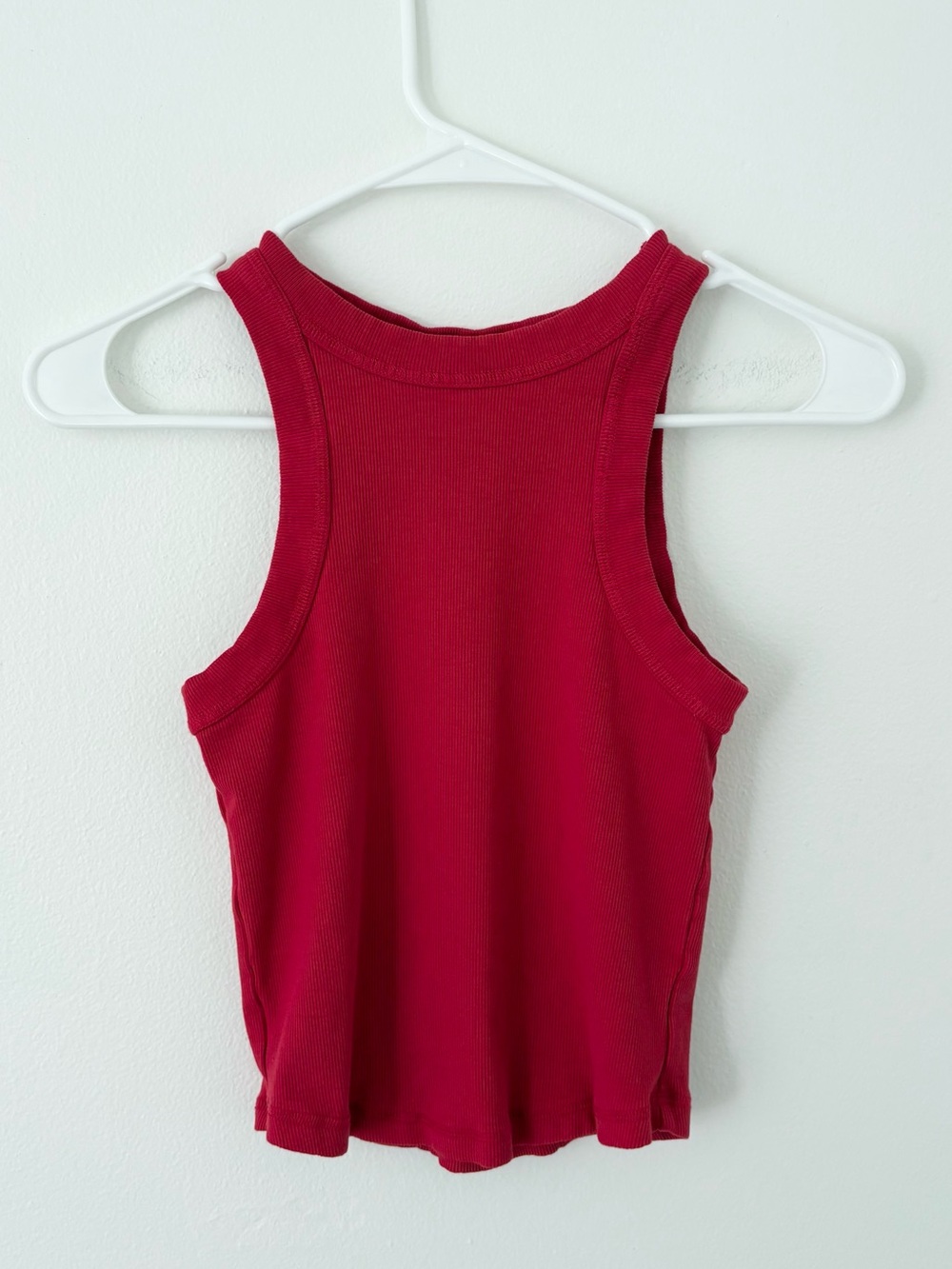 Free People Movement Cherry Tomato Red Micro Ribbed High Crew Neck Tank Size XS